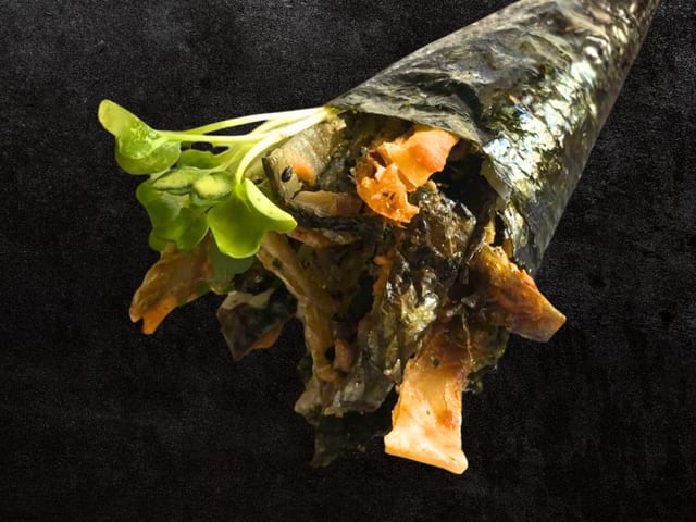 Salmon Skin Hand Roll.