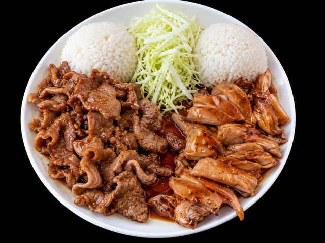 Chicken Teriyaki + Pork Teriyaki.