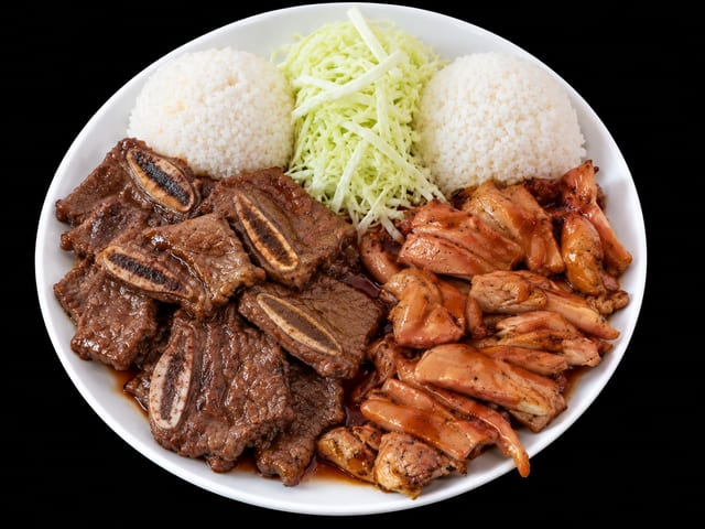Chicken Teriyaki + Short Ribs.